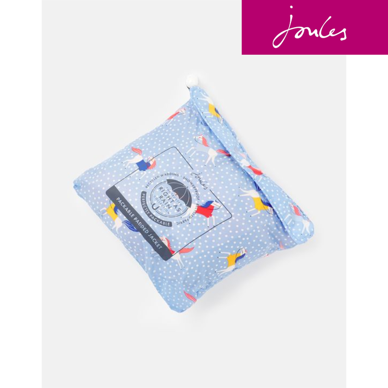 Joules Printed Kinnaird Packable Padded Coat - Spot Horse-4